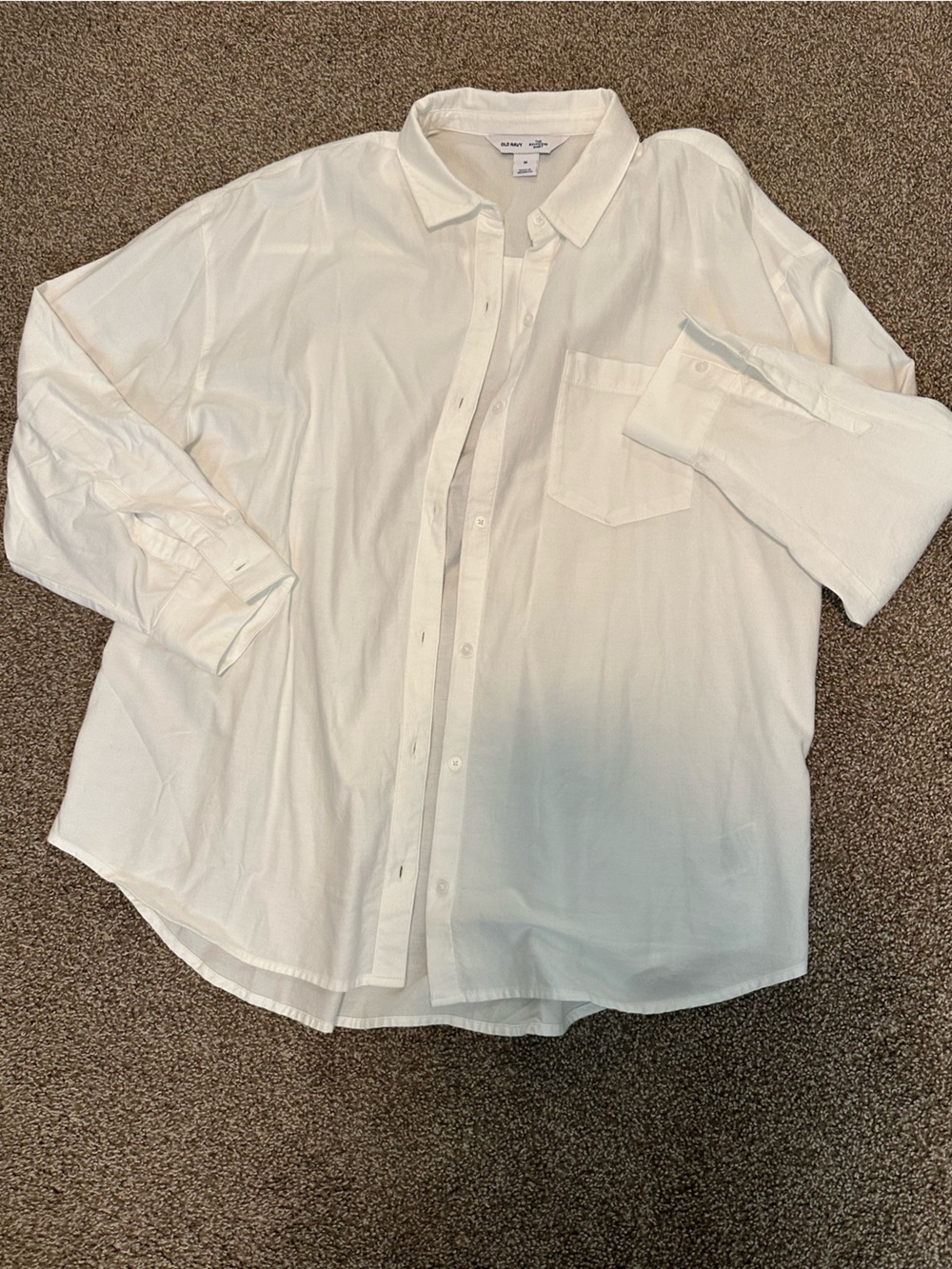 Old Navy The Boyfriend Shirt White Cotton Button Down M